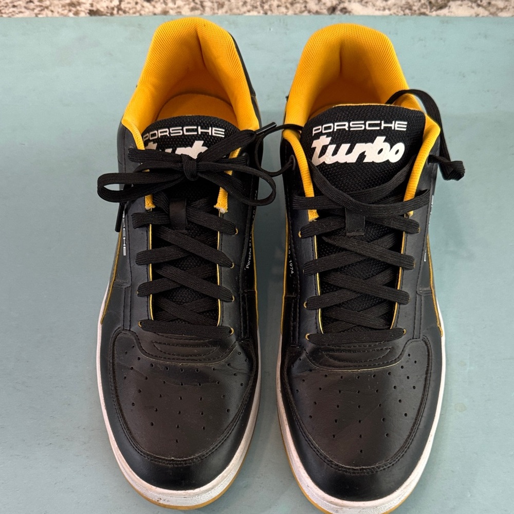 Puma Porsche Turbo Black and Yellow Leather Sneakers